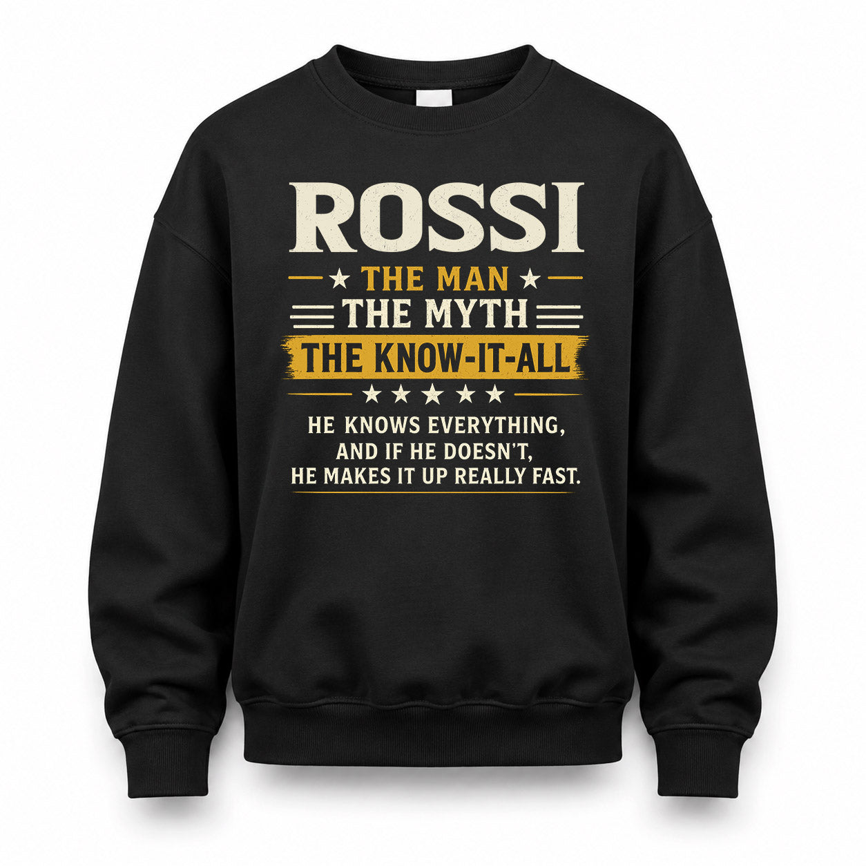ROSSI TM90-K04-125 - NAME Legendary Know-It-All Personalized Funny Shirt