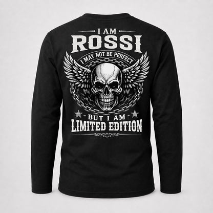 ROSSI P01-K24-229 – Personalized Skull Graphic Apparel “I Am NAME I May Not Be Perfect But I Am Limited Edition”