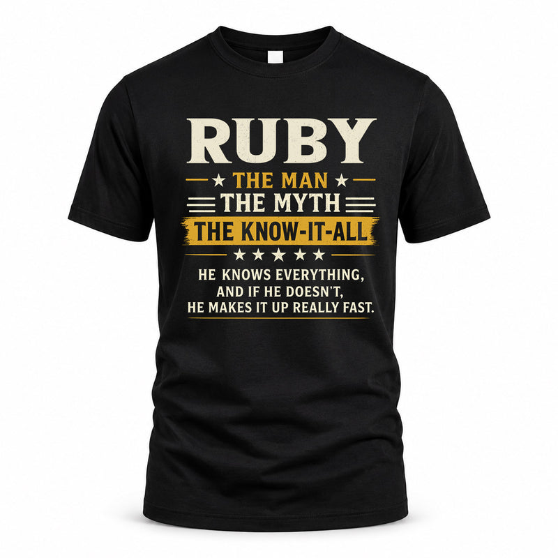 RUBY TM90-K04-125 - NAME Legendary Know-It-All Personalized Funny Shirt