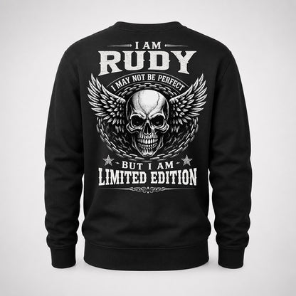 RUDY P01-K24-229 – Personalized Skull Graphic Apparel “I Am NAME I May Not Be Perfect But I Am Limited Edition”