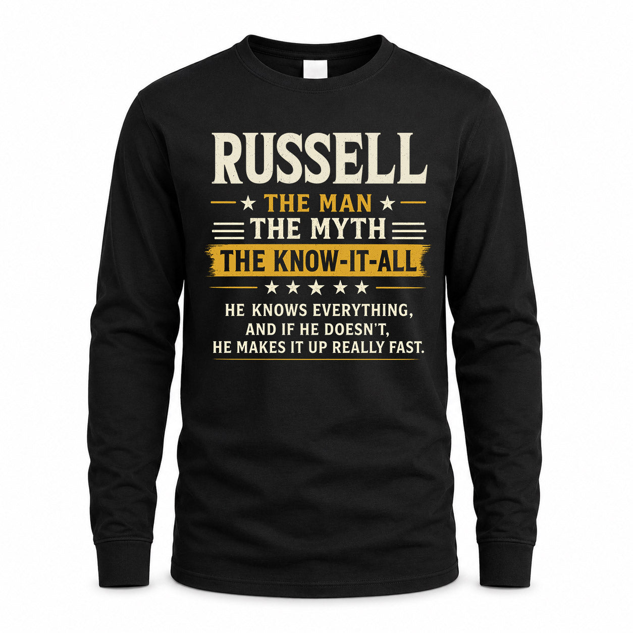 RUSSELL TM90-K04-125 - NAME Legendary Know-It-All Personalized Funny Shirt