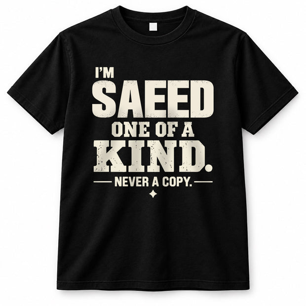 SAEED P6-K4-228 Personalized Funny Quote Apparel “I’m NAME – One of a Kind, Never a Copy”