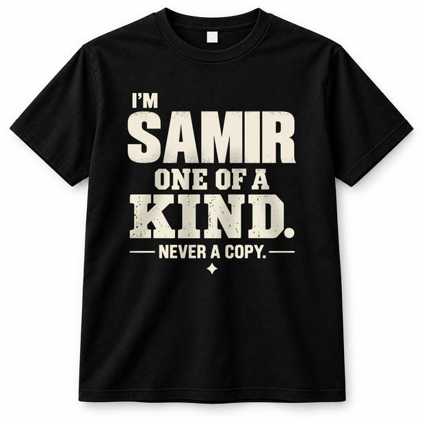 SAMIR P6-K4-228 Personalized Funny Quote Apparel “I’m NAME – One of a Kind, Never a Copy”