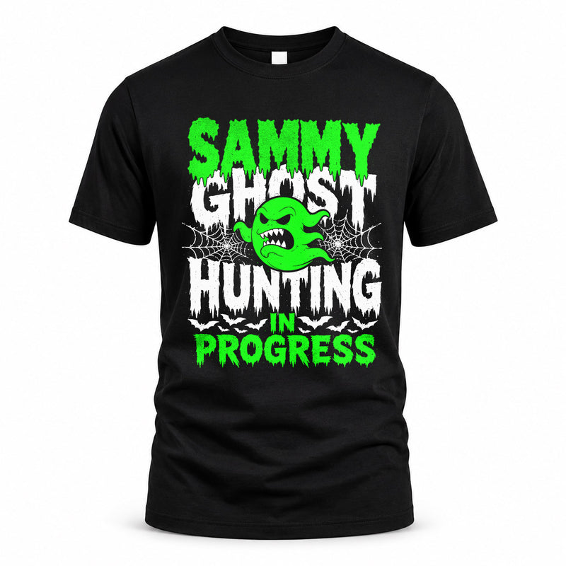 SAMMY HW22-K06-109 - NAME Ghost Hunting In Progress Personalized Halloween Shirt