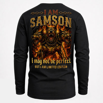 SAMSON MP88-F2-168–Personalized Bold Quote Apparel “I Am NAME I May Not Be Perfect But I Am Limited Edition