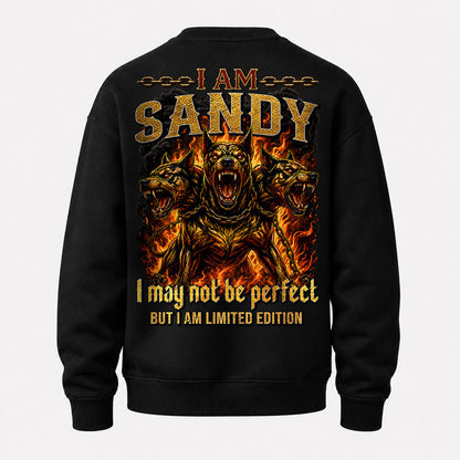 SANDY MP88-F2-168–Personalized Bold Quote Apparel “I Am NAME I May Not Be Perfect But I Am Limited Edition