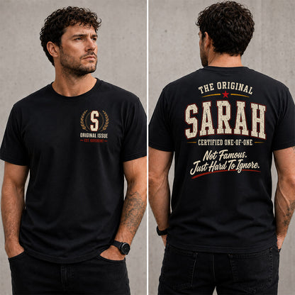 SARAH W68-F2-168 – Personalized Original Issue Apparel “The Original NAME Certified One-of-One"
