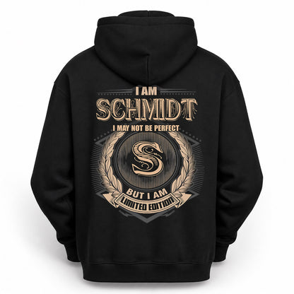 SCHMIDT PH55-T25-Personalized Name Quote Apparel “I Am NAME May Not Be Perfect But I Am Limited Edition”