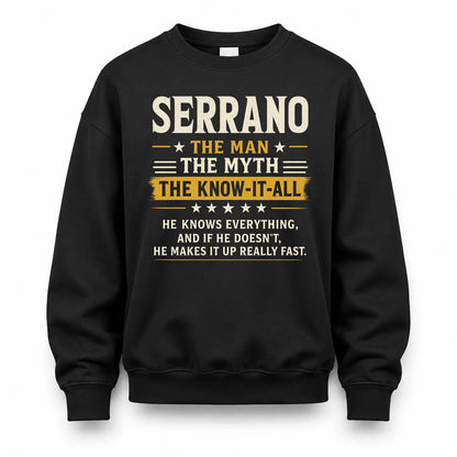 SERRANO TM90-K04-125 - NAME Legendary Know-It-All Personalized Funny Shirt
