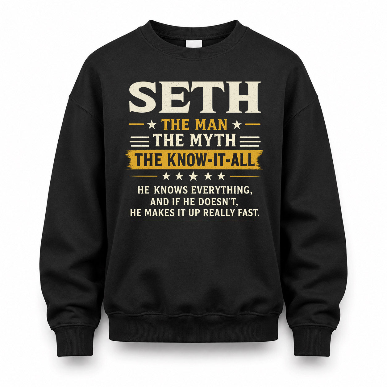 SETH TM90-K04-125 - NAME Legendary Know-It-All Personalized Funny Shirt