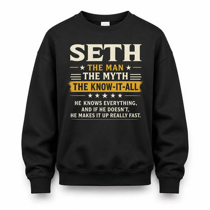 SETH TM90-K04-125 - NAME Legendary Know-It-All Personalized Funny Shirt