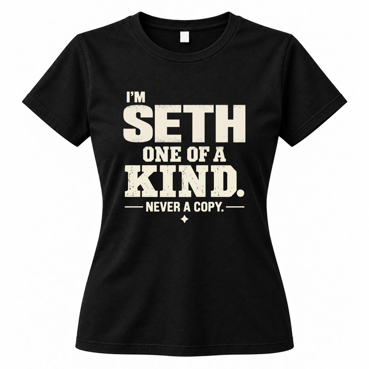 SETH P6-K4-228 Personalized Funny Quote Apparel “I’m NAME – One of a Kind, Never a Copy”
