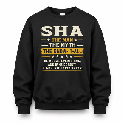 SHA TM90-K04-125 - NAME Legendary Know-It-All Personalized Funny Shirt