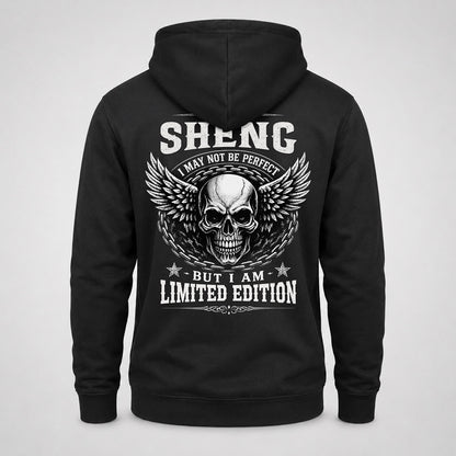 SHENG P01-K24-229 – Personalized Skull Graphic Apparel “I Am NAME I May Not Be Perfect But I Am Limited Edition”