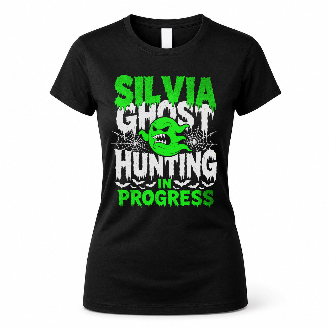 SILVIA HW22-K06-109 - NAME Ghost Hunting In Progress Personalized Halloween Shirt