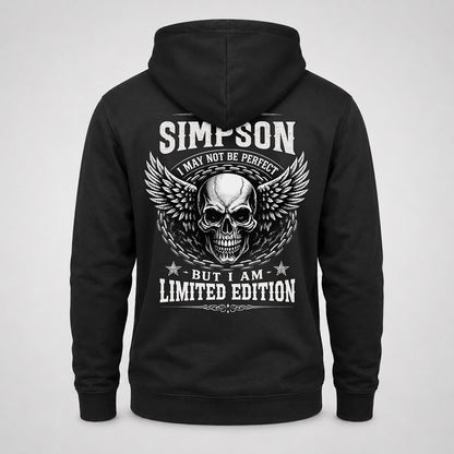 SIMPSON P01-K24-229 – Personalized Skull Graphic Apparel “I Am NAME I May Not Be Perfect But I Am Limited Edition”
