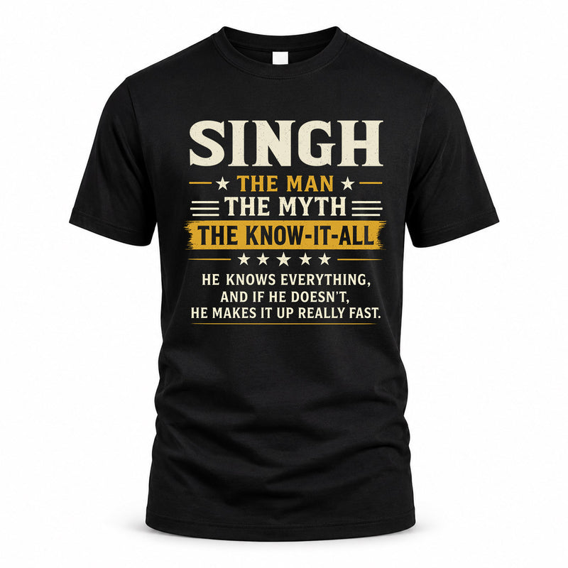SINGH TM90-K04-125 - NAME Legendary Know-It-All Personalized Funny Shirt