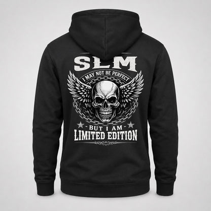 SLM P01-K24-229 – Personalized Skull Graphic Apparel “I Am NAME I May Not Be Perfect But I Am Limited Edition”