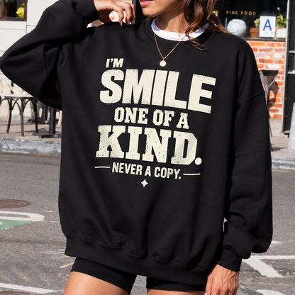 SMILE P6-K4-228 Personalized Funny Quote Apparel “I’m NAME – One of a Kind, Never a Copy”