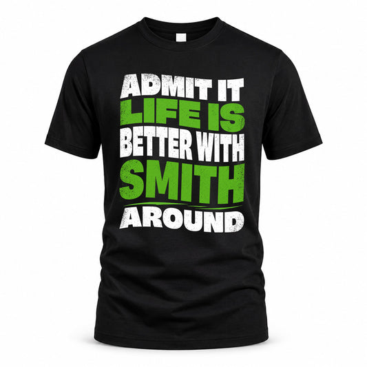 SMITH HP99-K4-189 – Personalized Funny Quote Apparel “Admit It, Life Is Better With NAME Around”