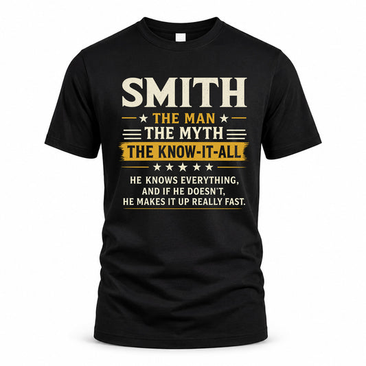 SMITH TM90-K04-125 - NAME Legendary Know-It-All Personalized Funny Shirt