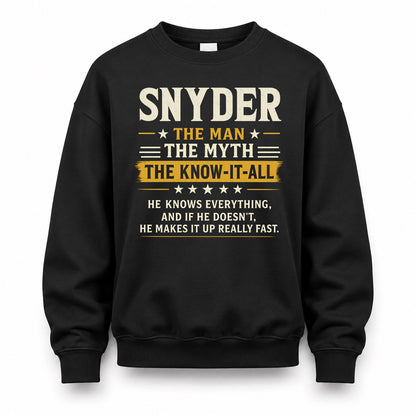 SNYDER TM90-K04-125 - NAME Legendary Know-It-All Personalized Funny Shirt