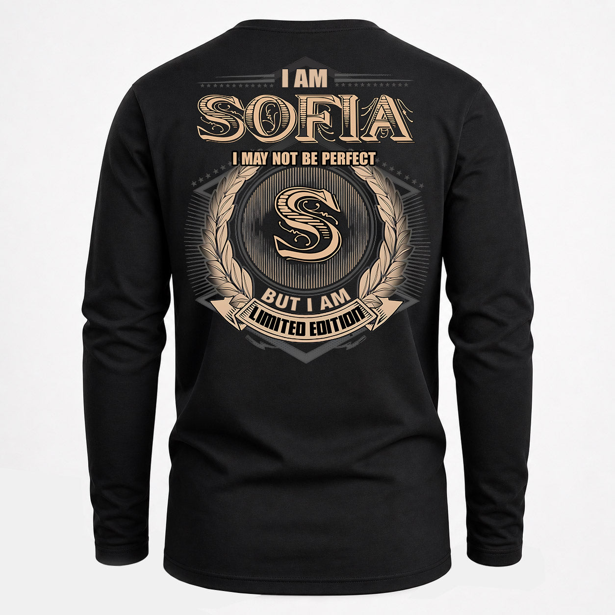 SOFIA PH55-T25-Personalized Name Quote Apparel “I Am NAME May Not Be Perfect But I Am Limited Edition”