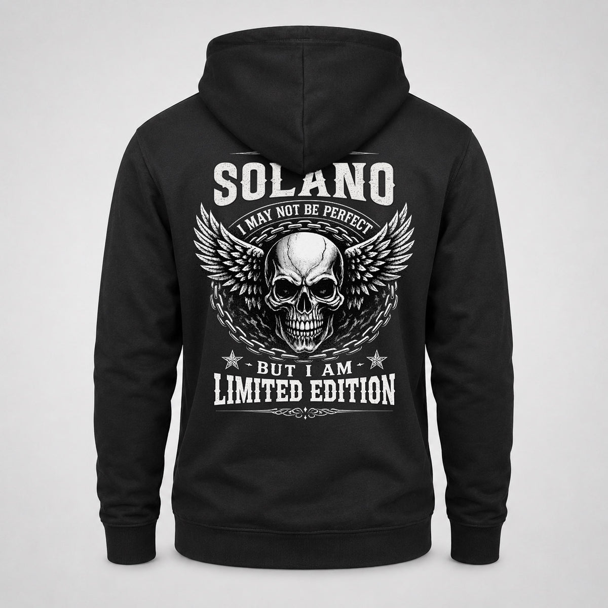 SOLANO P01-K24-229 – Personalized Skull Graphic Apparel “I Am NAME I May Not Be Perfect But I Am Limited Edition”