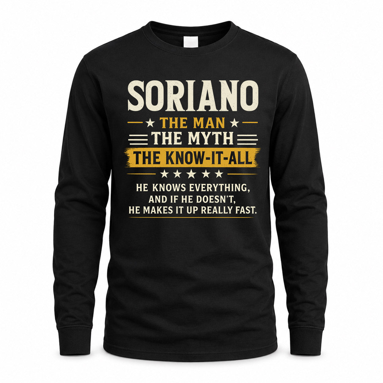 SORIANO TM90-K04-125 - NAME Legendary Know-It-All Personalized Funny Shirt