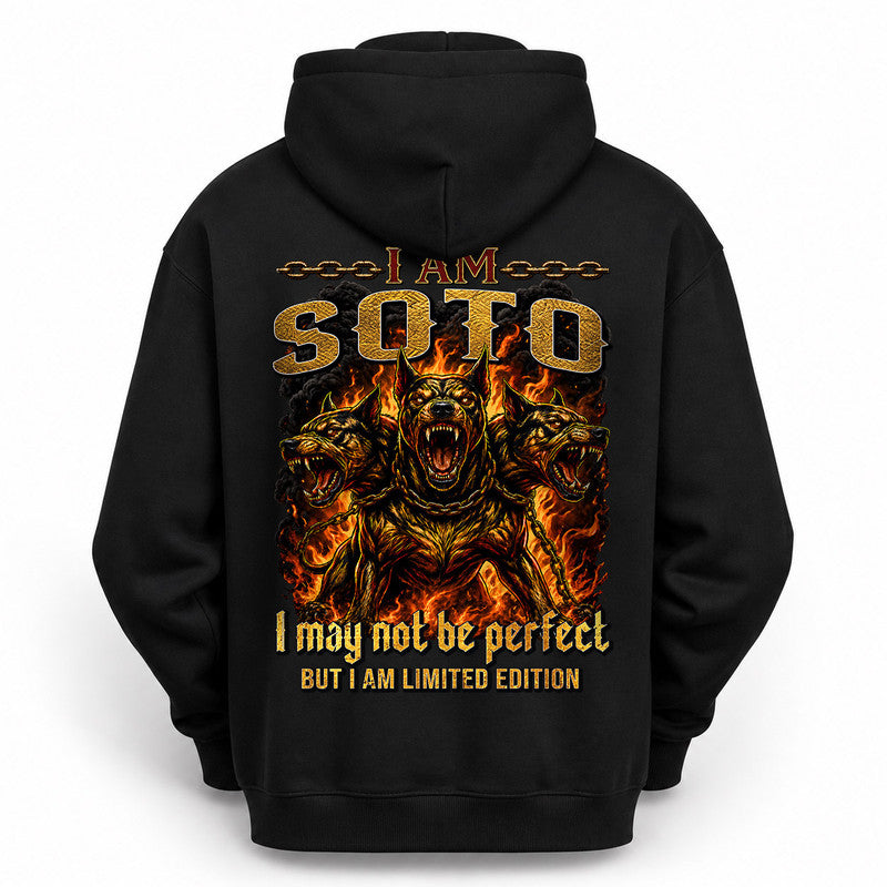 SOTO MP88-F2-168–Personalized Bold Quote Apparel “I Am NAME I May Not Be Perfect But I Am Limited Edition