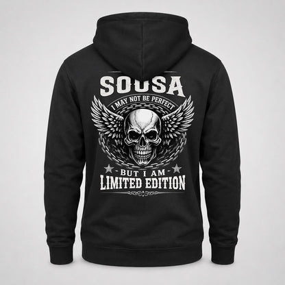 SOUSA P01-K24-229 – Personalized Skull Graphic Apparel “I Am NAME I May Not Be Perfect But I Am Limited Edition”