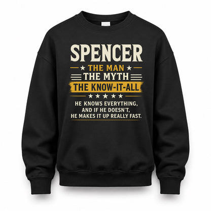 SPENCER TM90-K04-125 - NAME Legendary Know-It-All Personalized Funny Shirt