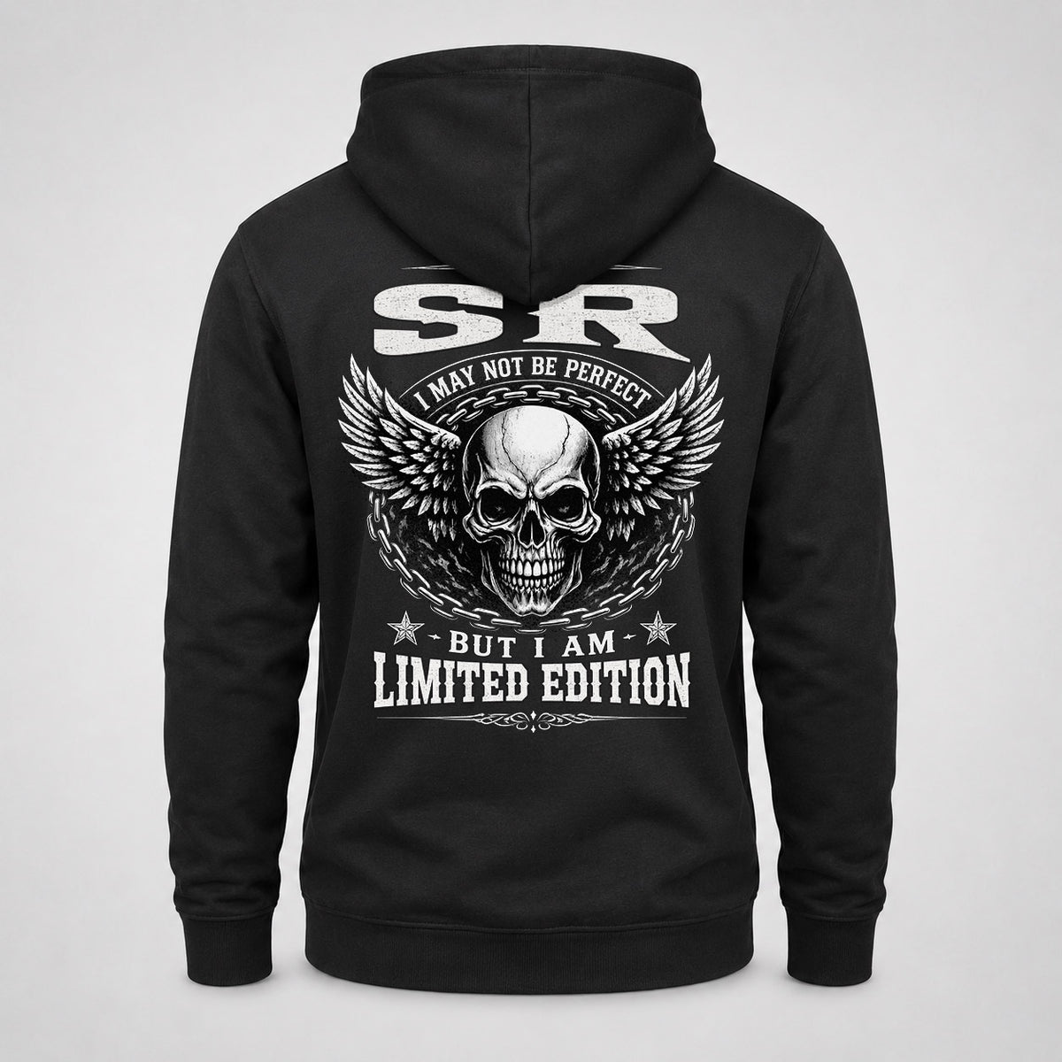 SR P01-K24-229 – Personalized Skull Graphic Apparel “I Am NAME I May Not Be Perfect But I Am Limited Edition”