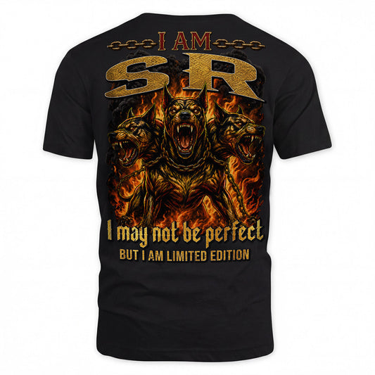 SR MP88-F2-168–Personalized Bold Quote Apparel “I Am NAME I May Not Be Perfect But I Am Limited Edition