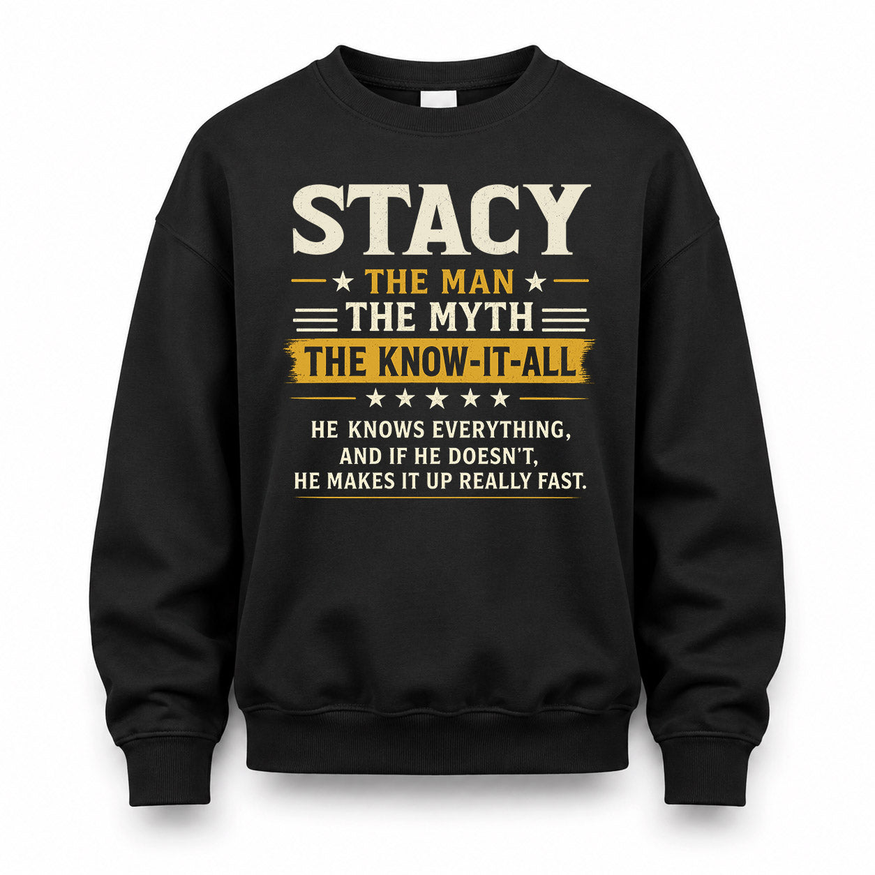 STACY TM90-K04-125 - NAME Legendary Know-It-All Personalized Funny Shirt