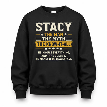 STACY TM90-K04-125 - NAME Legendary Know-It-All Personalized Funny Shirt