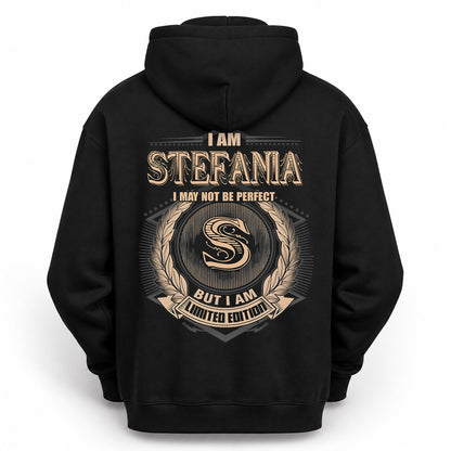 STEFANIA PH55-T25-Personalized Name Quote Apparel “I Am NAME May Not Be Perfect But I Am Limited Edition”