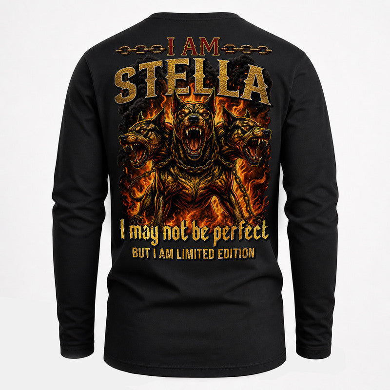 STELLA MP88-F2-168–Personalized Bold Quote Apparel “I Am NAME I May Not Be Perfect But I Am Limited Edition