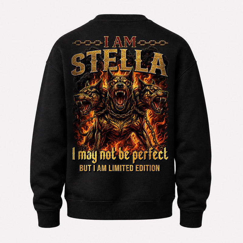 STELLA MP88-F2-168–Personalized Bold Quote Apparel “I Am NAME I May Not Be Perfect But I Am Limited Edition