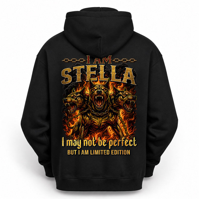 STELLA MP88-F2-168–Personalized Bold Quote Apparel “I Am NAME I May Not Be Perfect But I Am Limited Edition