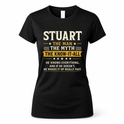 STUART TM90-K04-125 - NAME Legendary Know-It-All Personalized Funny Shirt