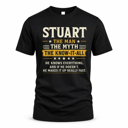 STUART TM90-K04-125 - NAME Legendary Know-It-All Personalized Funny Shirt