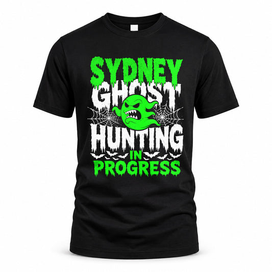 SYDNEY HW22-K06-109 - NAME Ghost Hunting In Progress Personalized Halloween Shirt