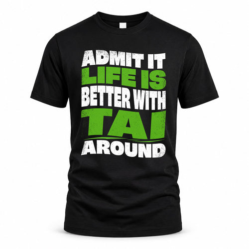 TAI HP99-K4-189 – Personalized Funny Quote Apparel “Admit It, Life Is Better With NAME Around”
