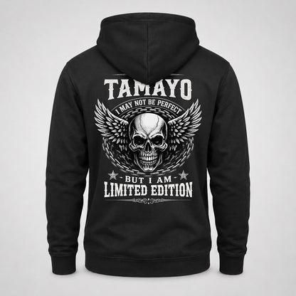 TAMAYO P01-K24-229 – Personalized Skull Graphic Apparel “I Am NAME I May Not Be Perfect But I Am Limited Edition”