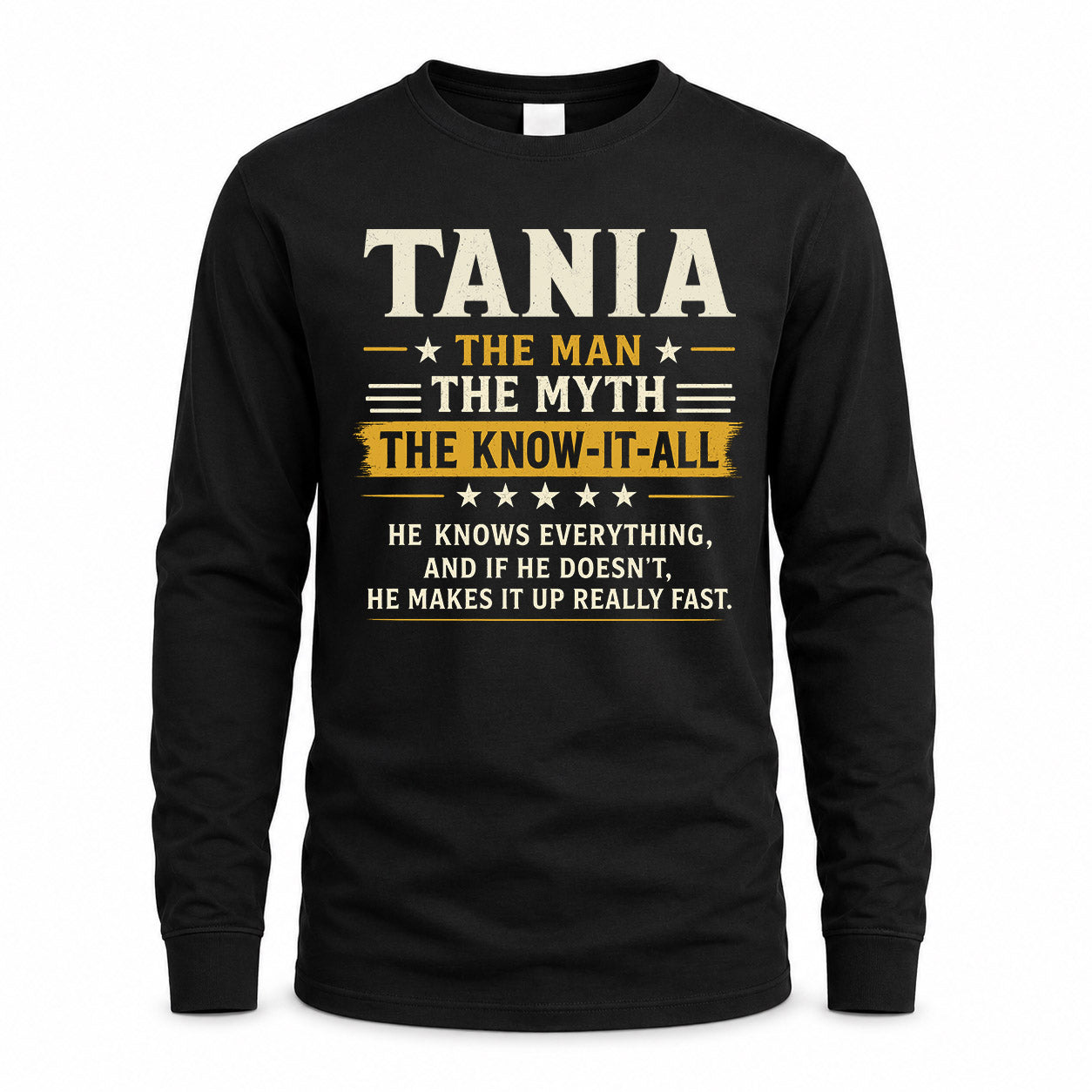 TANIA TM90-K04-125 - NAME Legendary Know-It-All Personalized Funny Shirt