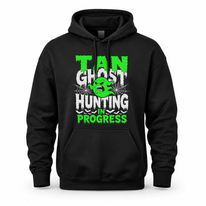 TAN HW22-K06-109 - NAME Ghost Hunting In Progress Personalized Halloween Shirt