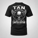 TAN P01-K24-229 – Personalized Skull Graphic Apparel “I Am NAME I May Not Be Perfect But I Am Limited Edition”