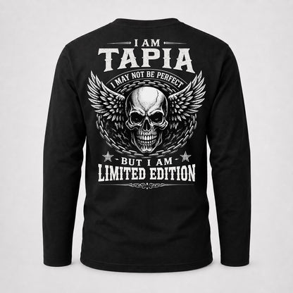 TAPIA P01-K24-229 – Personalized Skull Graphic Apparel “I Am NAME I May Not Be Perfect But I Am Limited Edition”