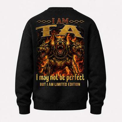 TA MP88-F2-168–Personalized Bold Quote Apparel “I Am NAME I May Not Be Perfect But I Am Limited Edition